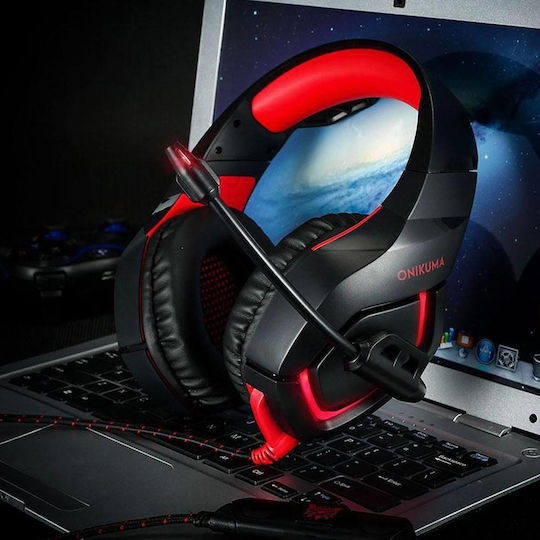 Onikuma K18 Led Over Ear Gaming Headset cu conexiune 2x3,5mm / USB Black/Red