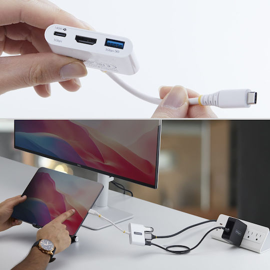 StarTech USB-C Docking Station με HDMI Λευκό (168W-USBC-MULTIPORT)