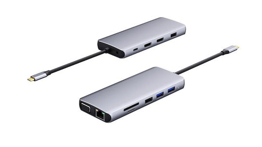 eSTUFF USB-C Docking Station με HDMI 4K PD Ethernet και σύνδεση 2 Οθονών Λευκό (ES623009)