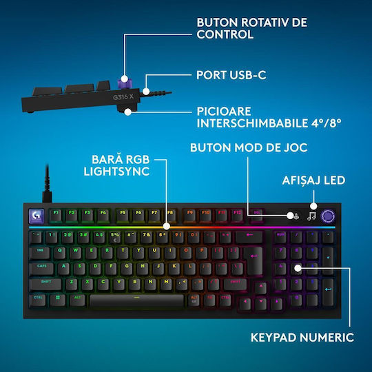 Logitech G316 X 98 Gaming Mechanical Keyboard with RGB Lighting (English US)
