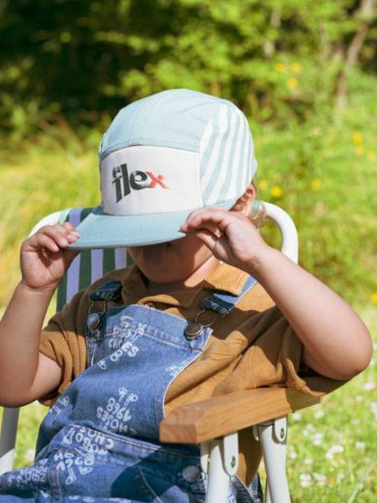 Kids' Hat Jockey Fabric Sunscreen Beige KE1SANDSTRIPE R4SUNSANDSTRIPE