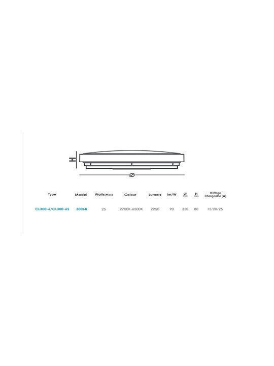 Universe Ceiling Mount Light Bathroom 35cm with Integrated LED