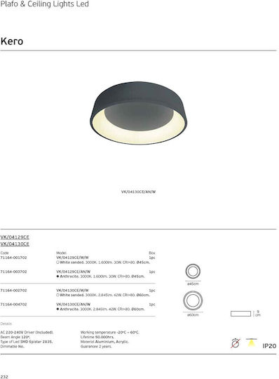 VK Lighting Plafonieră de Tavan 45.5buc Albă cu LED Integrat