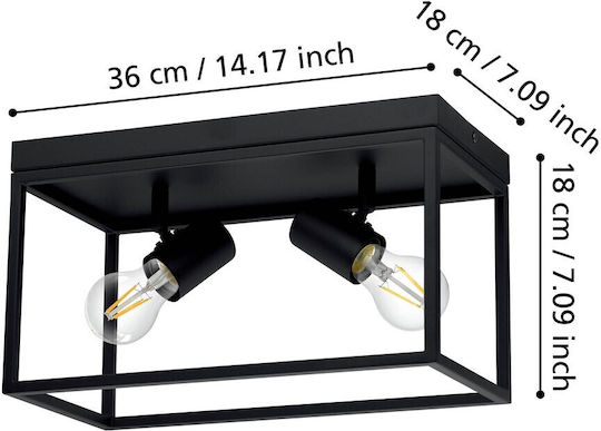 Eglo Silentina Deckenleuchte 36cm Schwarz mit Fassung E27