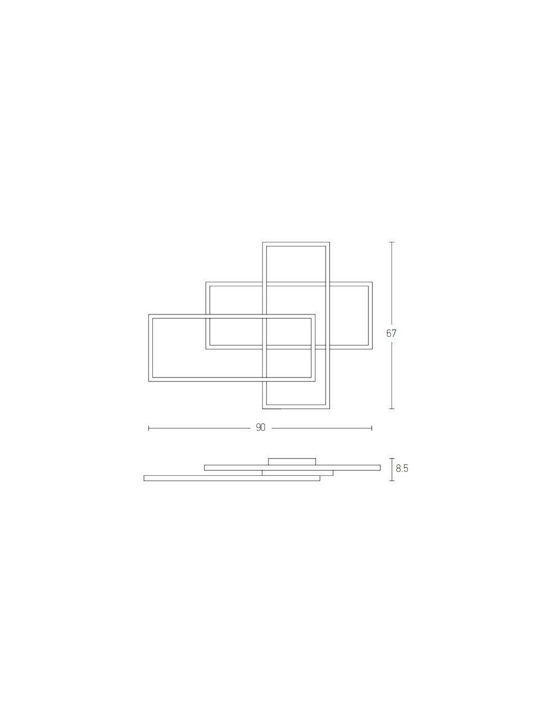 Zambelis Lights Ceiling Mount Light 90cm Black with Integrated LED