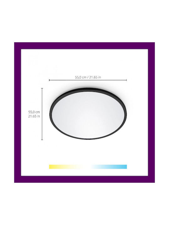 WiZ Smart Deckenleuchte 55cm Schwarz mit Integrierter LED und Fernbedienung