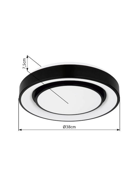 Globo Lighting Sully Ceiling Mount Light 38cm Black with Integrated LED and Remote Control