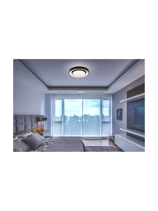 Globo Lighting Sully Ceiling Mount Light 38cm Black with Integrated LED and Remote Control