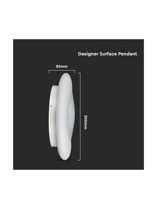 V-TAC Ceiling Mount Light 30cm White with Integrated LED and Remote Control
