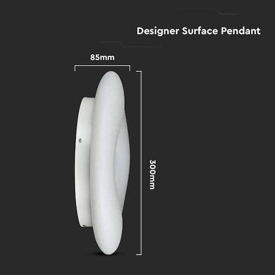 V-TAC Deckenleuchte 30cm Weiß mit Integrierter LED und Fernbedienung