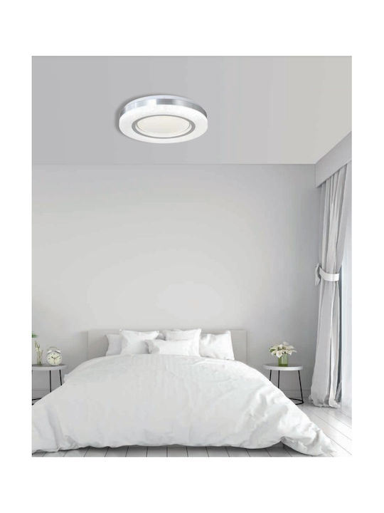 Inlight 3cct Ceiling Mount Light 40cm White/Silver Acrylic with Integrated LED