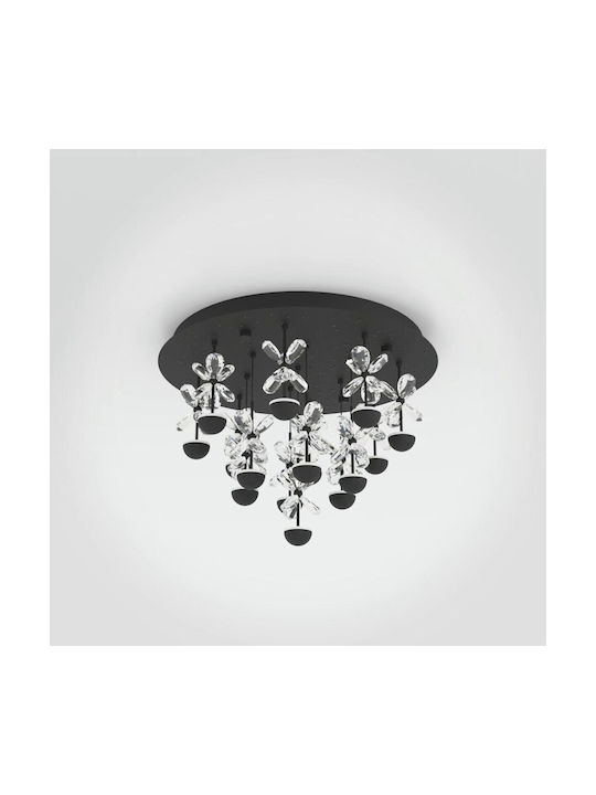 Eglo Pianopoli Ceiling Mount Light 50cm Black with Integrated LED and Crystals