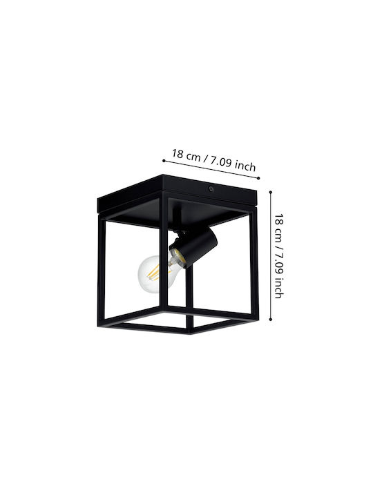 Eglo Silentina Ceiling Mount Light 18cm Black with Socket E27