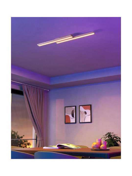 Eglo Saliteras Smart Ceiling Mount Light 116cm White with Integrated LED and Remote Control