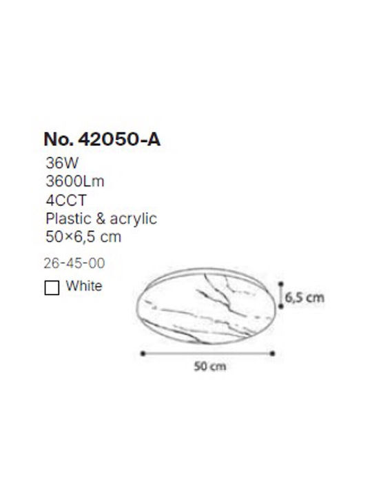 Inlight Ceiling Light 50cm White with Integrated LED 42050-A-White