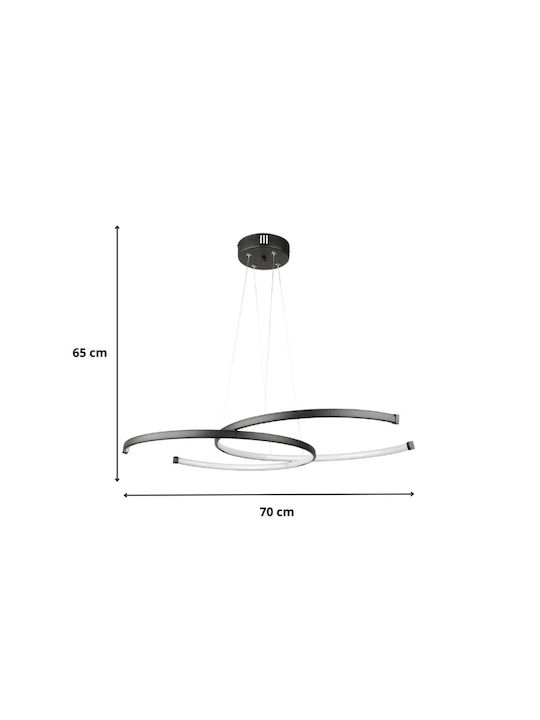 Megapap Ceiling Mount Light 70cm Black with Integrated LED
