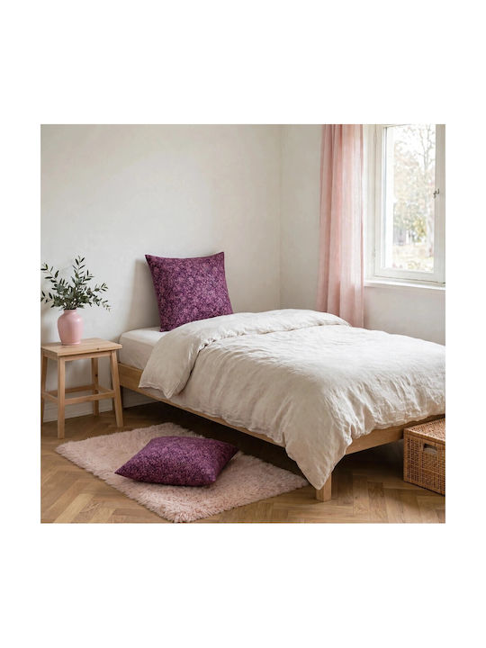 Oxygen Decorative Pillow Case Purple Negative Flowers 45x45cm