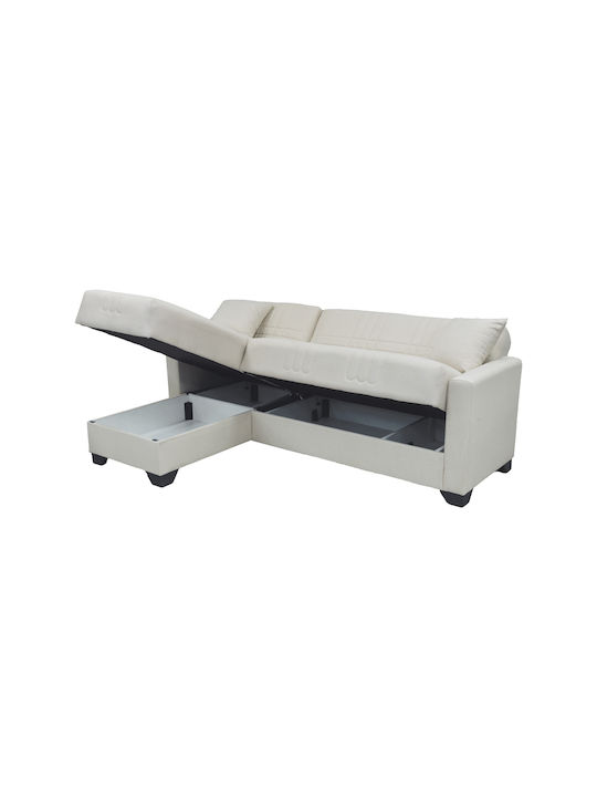 Stashio Colțar Canapea Pat cu Unghi Reversibil și Spațiu de Depozitare Crem 202x143x84εκ.