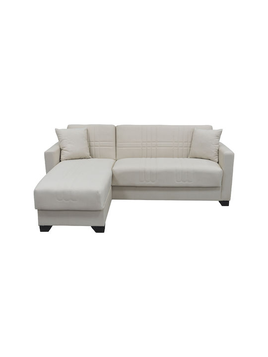 Stashio Colțar Canapea Pat cu Unghi Reversibil și Spațiu de Depozitare Crem 202x143x84εκ.