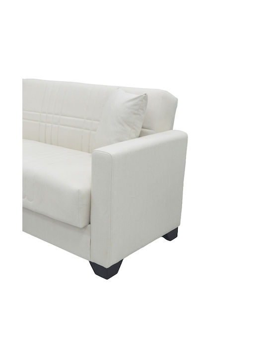 Stashio Colțar Canapea Pat cu Unghi Reversibil și Spațiu de Depozitare Crem 202x143x84εκ.