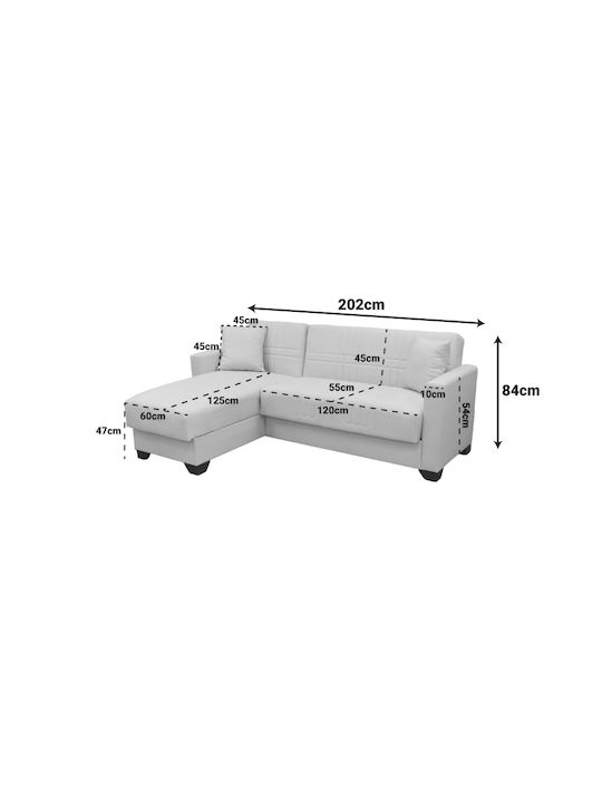 Stashio Colțar Canapea Pat cu Unghi Reversibil și Spațiu de Depozitare Crem 202x143x84εκ.