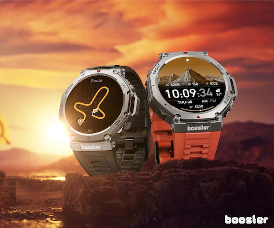 Booster Military M2 52mm Smartwatch cu Pulsometru Roșu