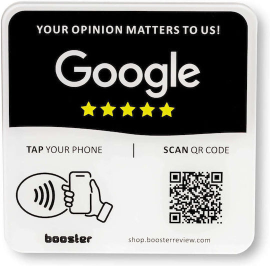 Tap Google Review Plate Tap Instant Reviews Compatible All Phones Reusable Smart Tap Nfc & Qr 12 X 12 Cm Mount Anywhere 3m Adhesive 5-pack