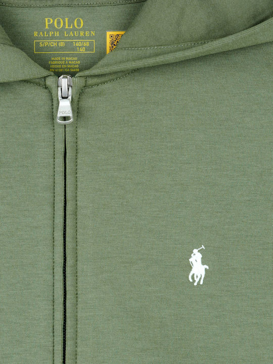 Kids Sweatshirt Cardigan with Hood Khaki