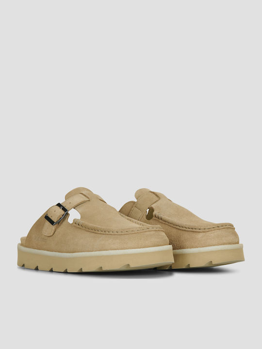 Mules with Heel in Beige Colour
