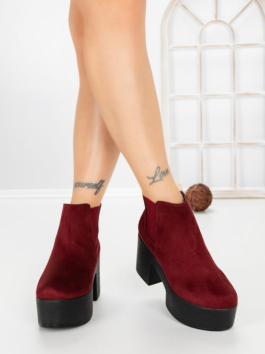 Ghete Dama cu Platformă Burgundy