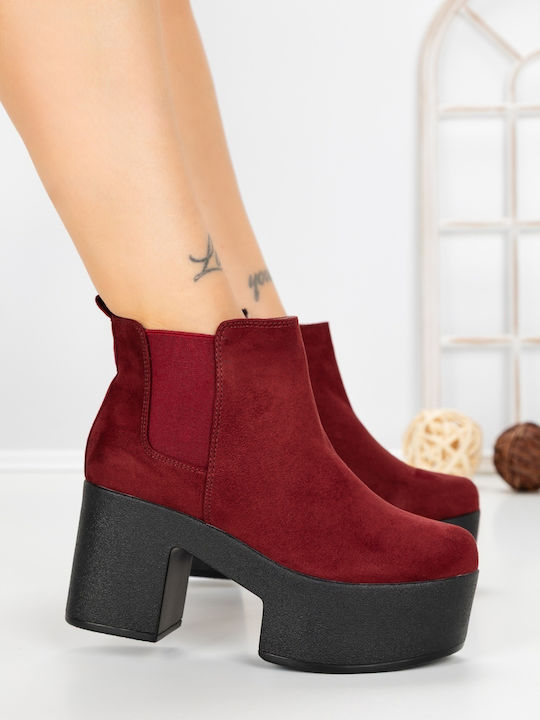 Ghete Dama cu Platformă Burgundy