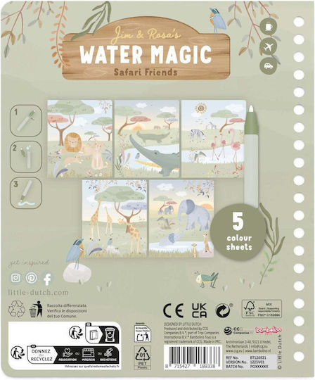 Little Dutch Βιβλίο Ζωγραφικής Water Reveal Jim Safari Friends