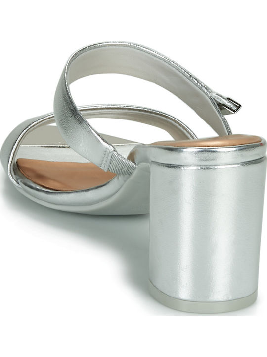 Damen Pantoletten mit Absatz in Silber Farbe 231029-SILBER