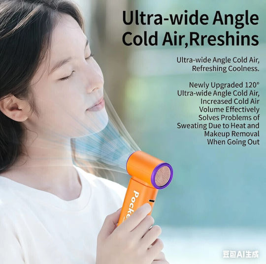 Roza T317 Portable Mini Pocket Handheld Fan 4000mAh Rechargeable LED Display & 199 Speeds Grey Purple
