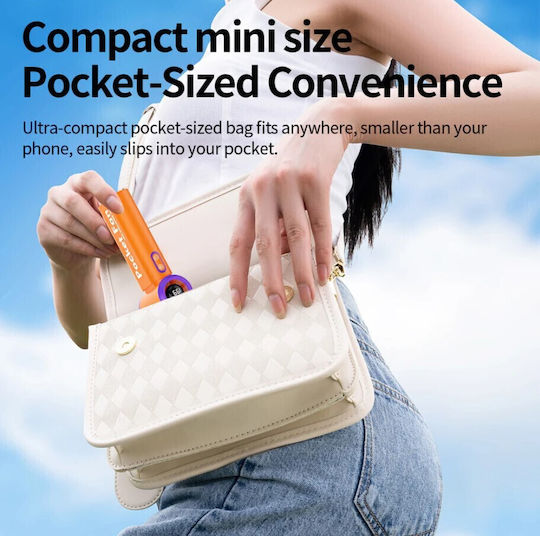 Roza T317 Portable Mini Pocket Handheld Fan 4000mAh Rechargeable LED Display & 199 Speeds Grey Purple