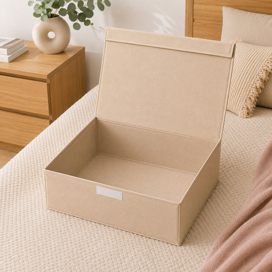 Alas Home Текстилна Кутия За Съхранение На Дрехи В Бежов Цвят 50x40x19см