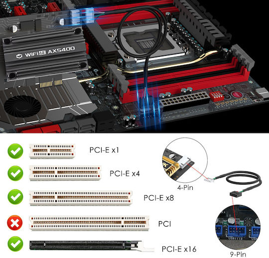 WiFi 6 Wireless Network Card (5400Mbps) PCI-e