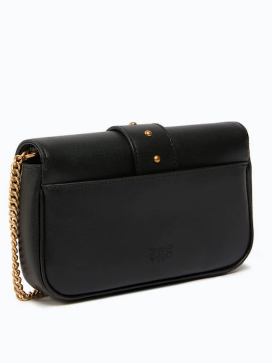 Leder Damen Schultertasche Schwarz