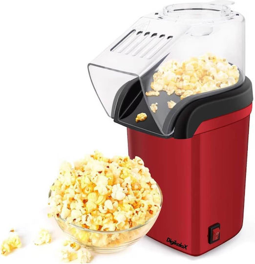 Digikalax Mașină De Popcorn Cu Aer Cald Fără Ulei Preparare În 3 Minute 1200w Recipient Dispenser Boabe Roșu