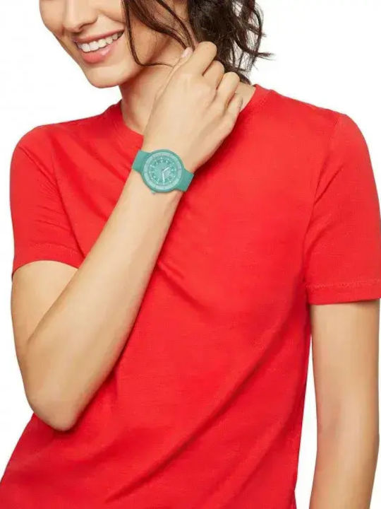 Womens Watch 32mm Solar With Turquoise Rubber Strap