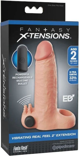 Pipedream Real Feel Penis-Verlängerung mit Vibration Fleisch 5cm