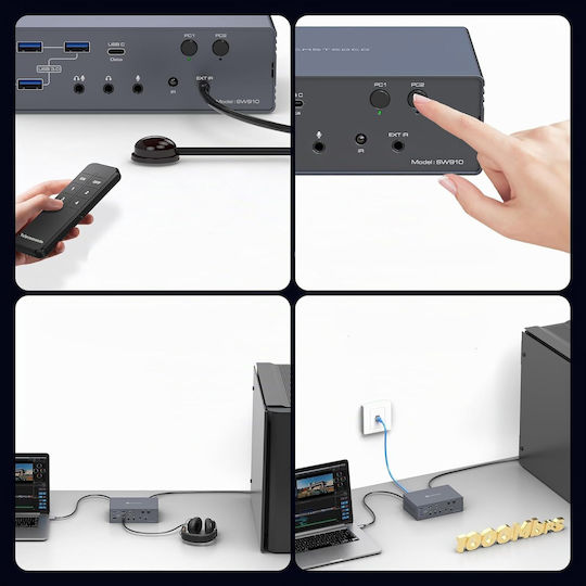 B0FV8PZDV3 KVM & Datenumschalter mit USB-C / HDMI / USB / USB 3.0 / Ethernet / Audio