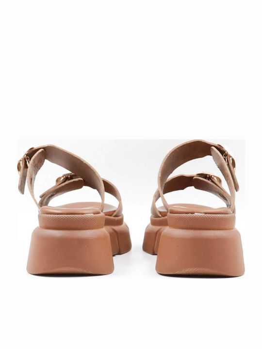 Sandale Casual Damă Flatforme Tabac Maro
