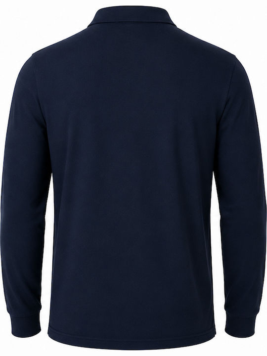 Herrenbluse Langarm Polo Farbe Dunkelblau