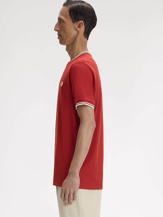 T-shirt с двойни кантове Burnt Red / Snow White