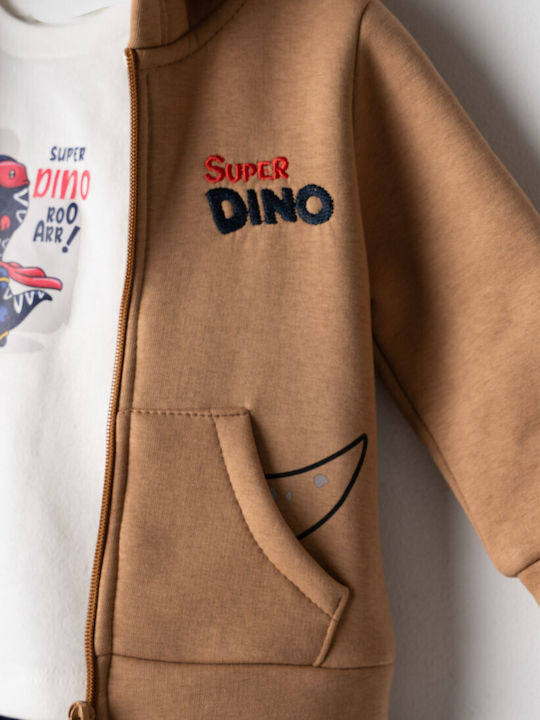 Kids Sweatpants Set Brown 3pcs