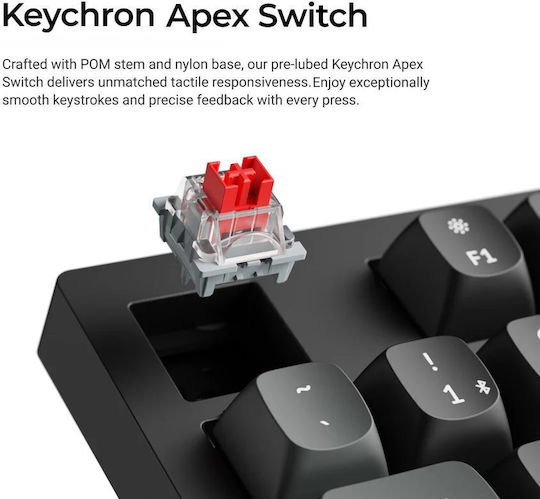 Keychron K10 Ultra K10U-H1 Wireless Gaming Mechanical Keyboard with Keychron Red Switches and RGB Lighting (English US)