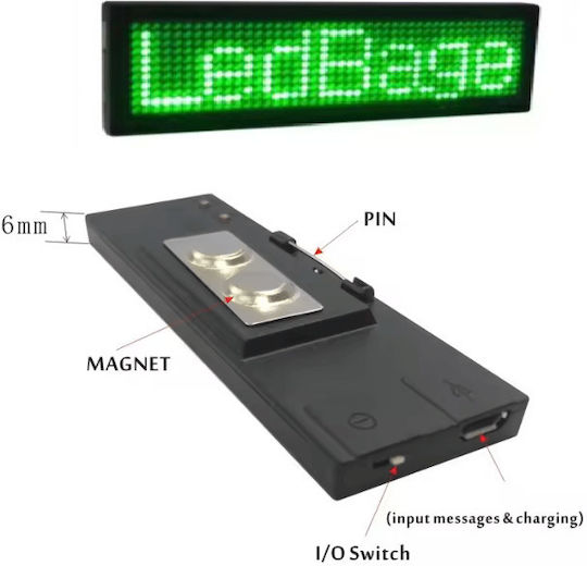 Rechargeable LED Rolling Message Conference Badge Green