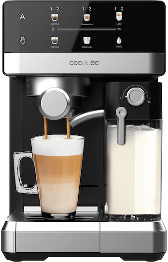 Cecotec Power Espresso 20 Touch & Cream Μηχανή Espresso 1350W Πίεσης 20bar για Cappuccino Μαύρη 111060