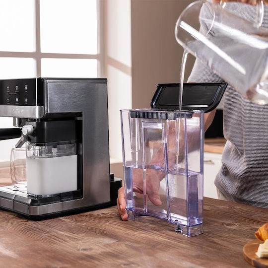 Cecotec Power Espresso 20 Touch & Cream Μηχανή Espresso 1350W Πίεσης 20bar για Cappuccino Μαύρη 111060